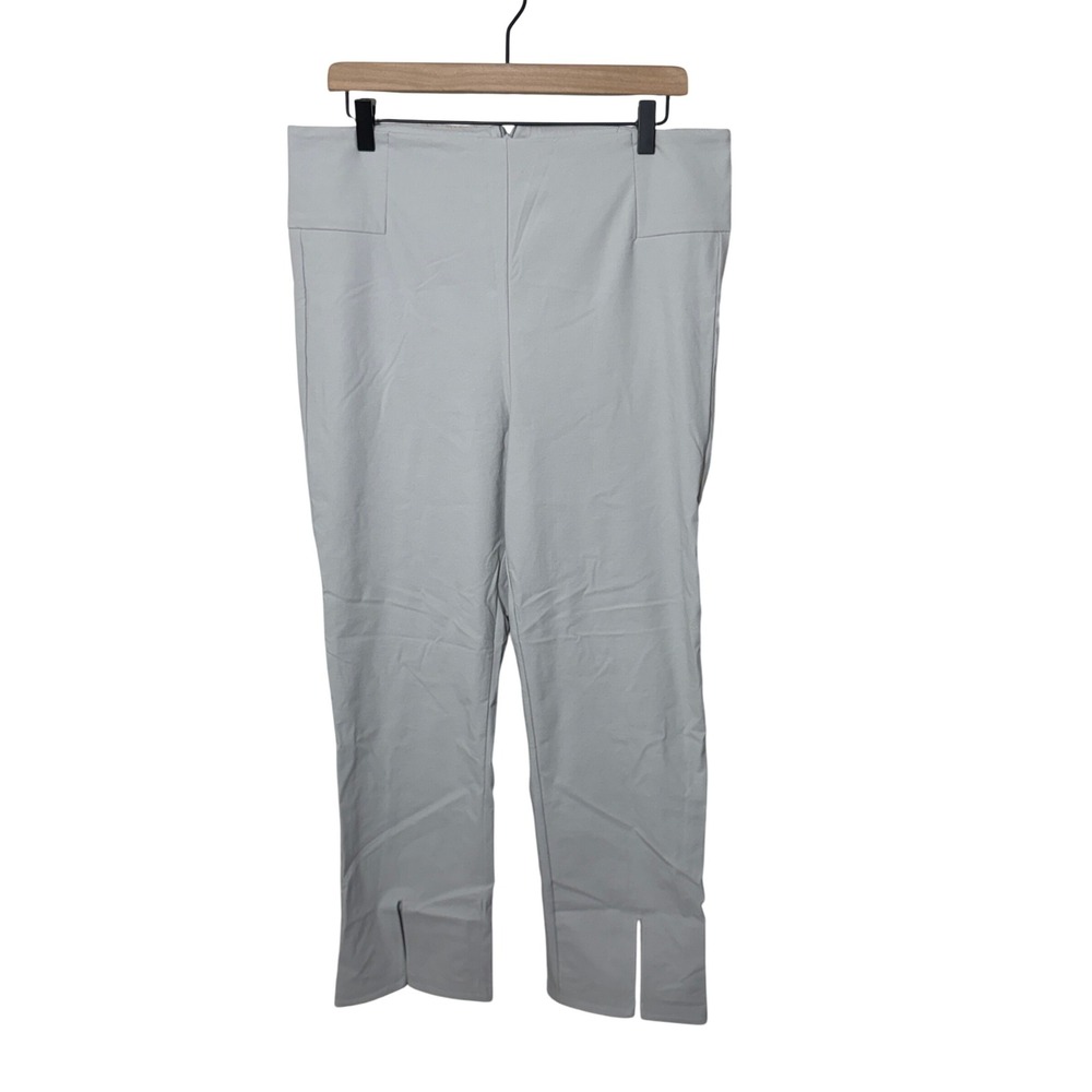 Athleta Wander Slim Straight Pants 16 Gray Casual Stretch Athleisure Split Hem‎